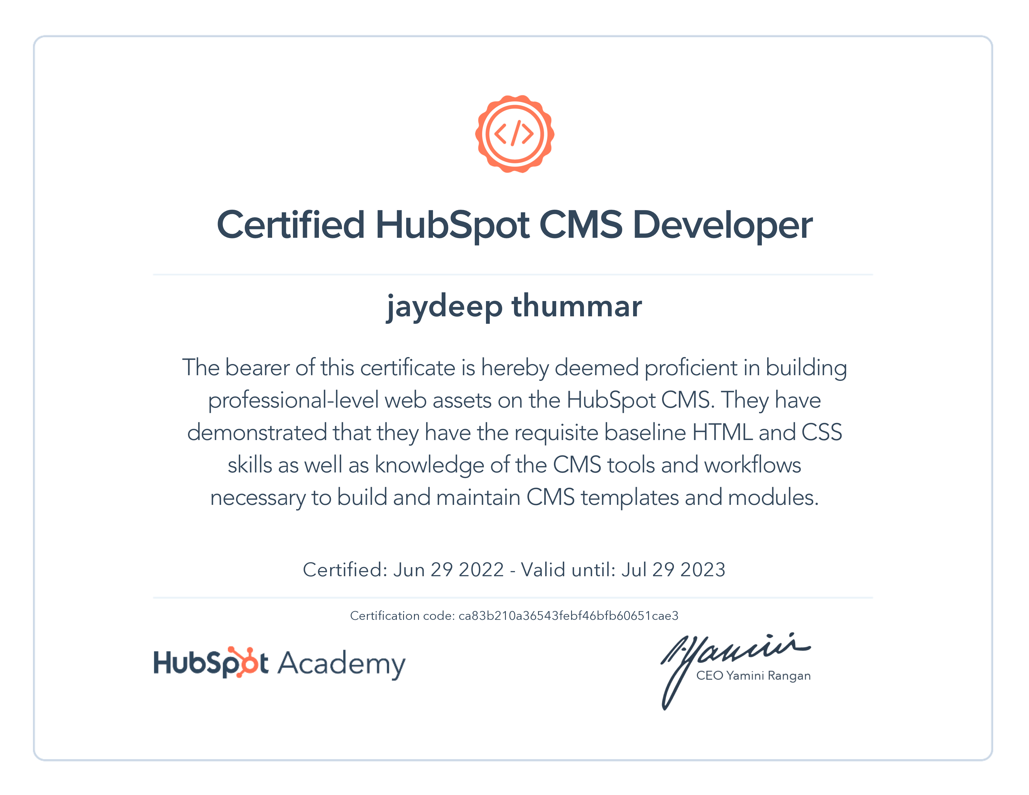 Jaydip Thummar Certificate